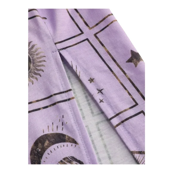 NWT Cider Halloween Graphic Cutout Sleeveless Maxi Dress Purple Side Slit Large - Picture 10 of 16